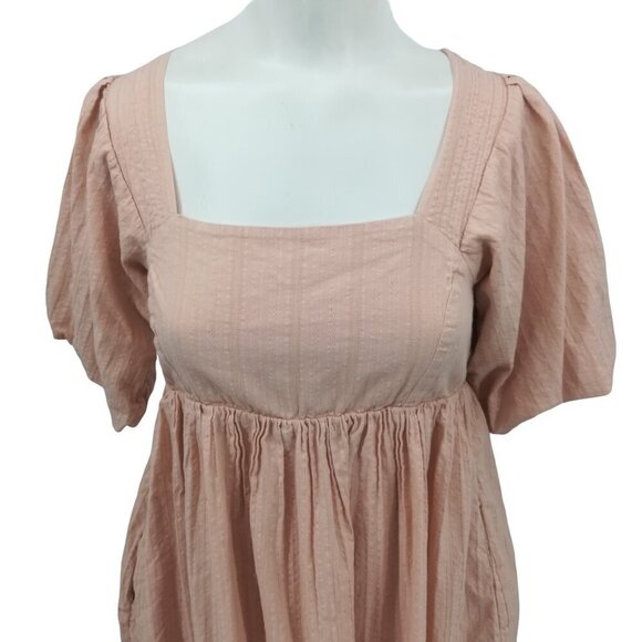 Lulus Puff Sleeve Open Back Empire Waist Babydoll Mini Dress Size S Blush Pink - Picture 6 of 15